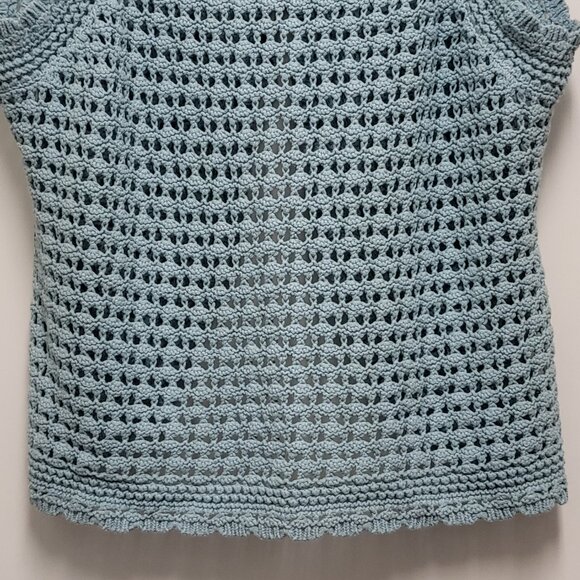 Vintage Heather B Womens Crochet Vest Cardigan 2X Plus Open Knit Tie Up Dillards - Picture 11 of 14